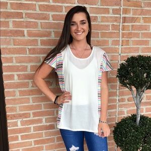 Shop Basic USA Striped contrast top